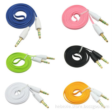 Noodle flat custom lengths green orange black audio cable
